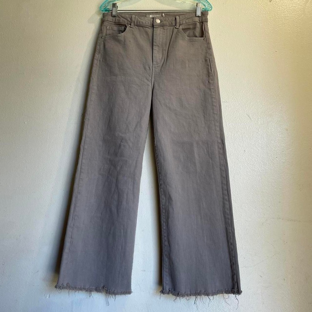 Tractr Womens Gray Wide Leg Jeans Frayed Hem Denim Pants Size 10/30